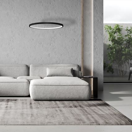 LED-kattokruunu johdossa HOOP LED/27W/230V halkaisija 50 cm 4000K musta