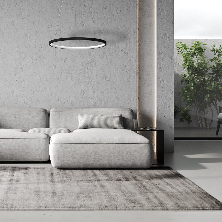 LED-kattokruunu johdossa HOOP LED/27W/230V halkaisija 50 cm 4000K musta
