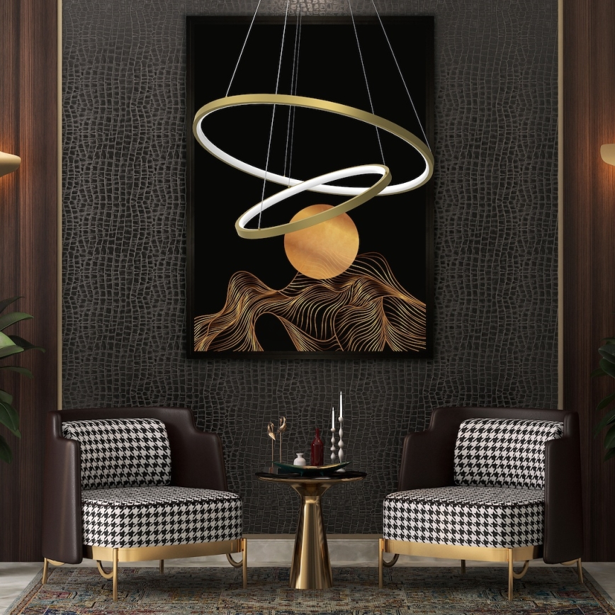 LED-kattokruunu johdossa HOOP LED/51W/230V halkaisija 60 cm 4000K kulta