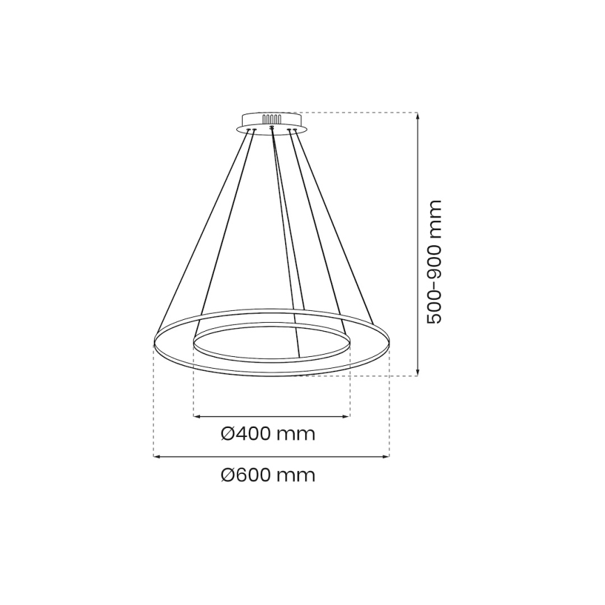LED-kattokruunu johdossa HOOP LED/51W/230V halkaisija 60 cm 4000K kulta