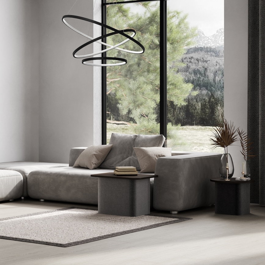 LED-kattokruunu johdossa HOOP LED/93W/230V halkaisija 60 cm 4000K musta