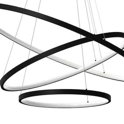 LED-kattokruunu johdossa HOOP LED/93W/230V halkaisija 60 cm 4000K musta