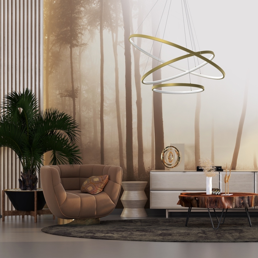 LED-kattokruunu johdossa HOOP LED/93W/230V halkaisija 80 cm 4000K kulta