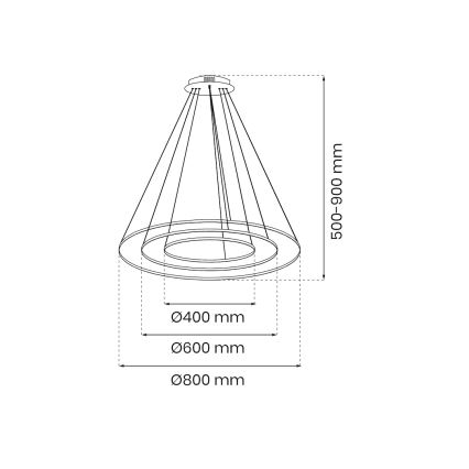 LED-kattokruunu johdossa HOOP LED/93W/230V halkaisija 80 cm 4000K kulta