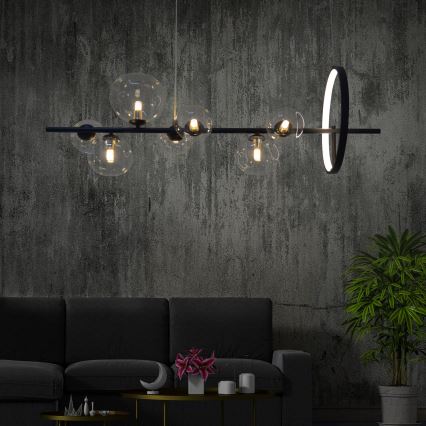 LED-kattokruunu johdossa HYBRID LED/15W/230V + 7xG9/6W 4000K musta