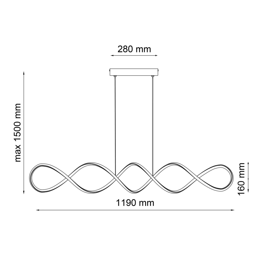 LED-kattokruunu johdossa INFINITO LED/43W/230V musta