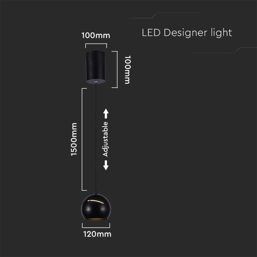 LED-kattokruunu johdossa kosketus LED/8,5W/230V 3000K musta