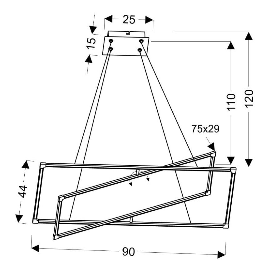 LED Kattokruunu johdossa KSEROS LED/45W/230V