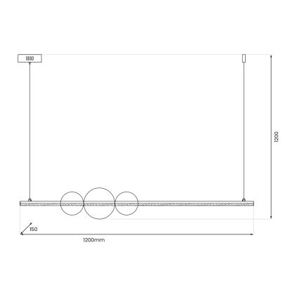 LED-kattokruunu johdossa KUGEL LED/30W/230V musta