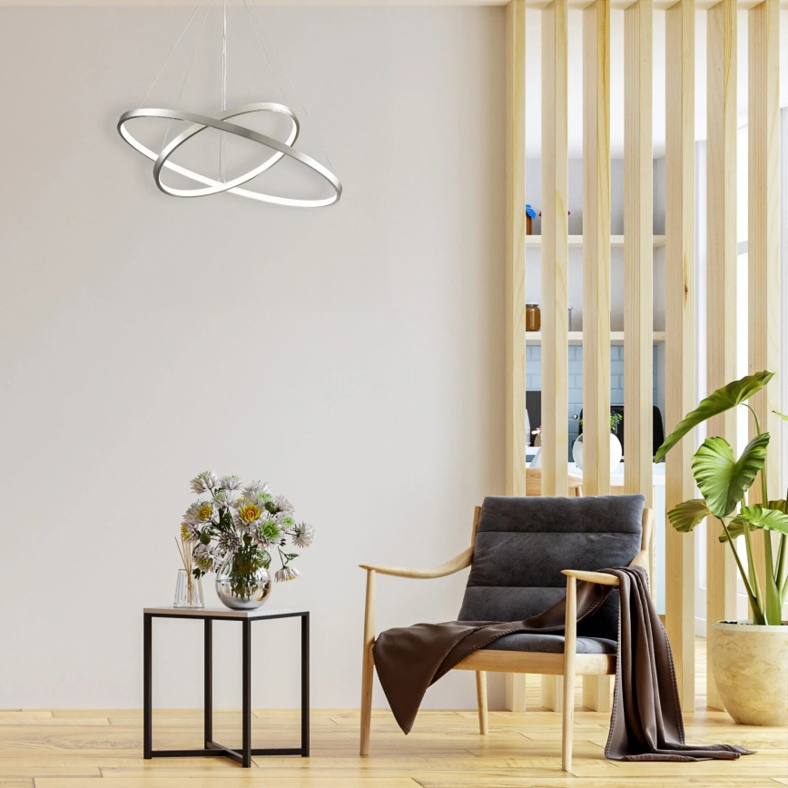 LED-kattokruunu johdossa LEA LED/35W/230V 4000K halkaisija 60 cm mattakromi