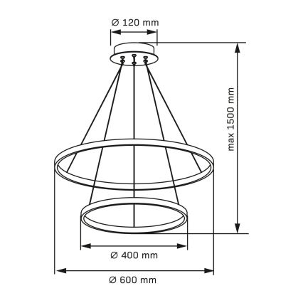 LED-kattokruunu johdossa LEA LED/35W/230V 4000K halkaisija 60 cm kulta