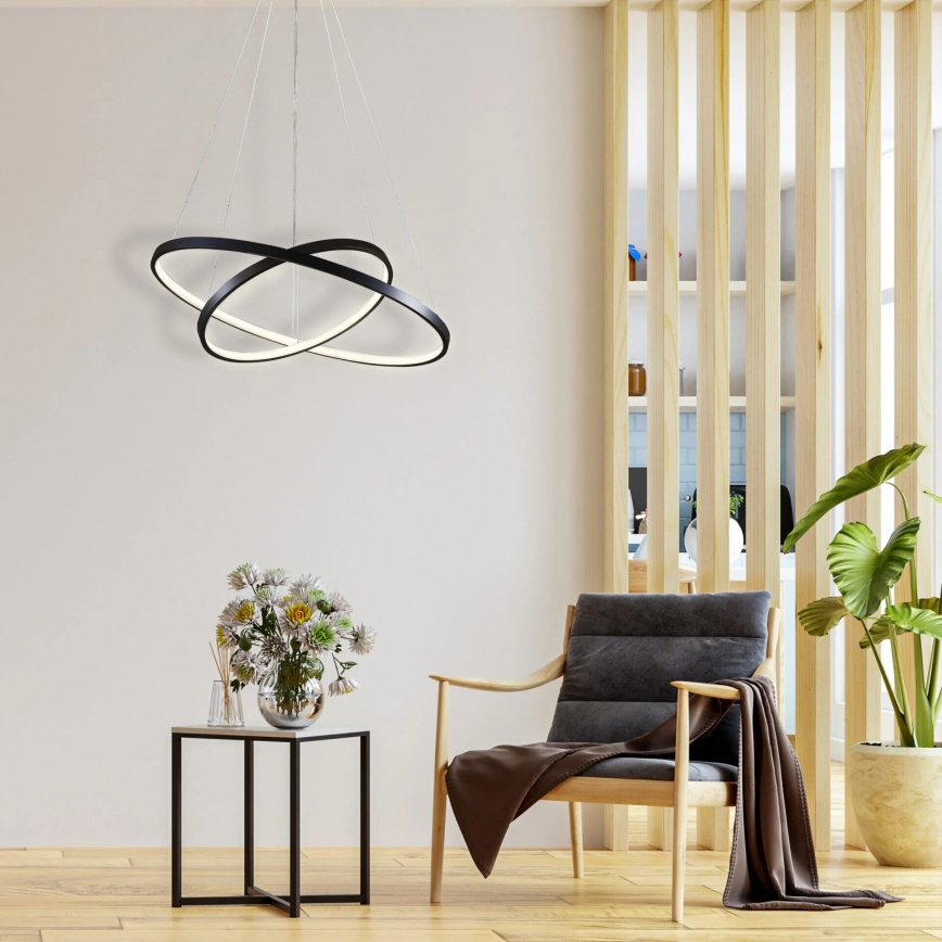 LED-kattokruunu johdossa LEA LED/35W/230V 4000K halkaisija 60 cm musta