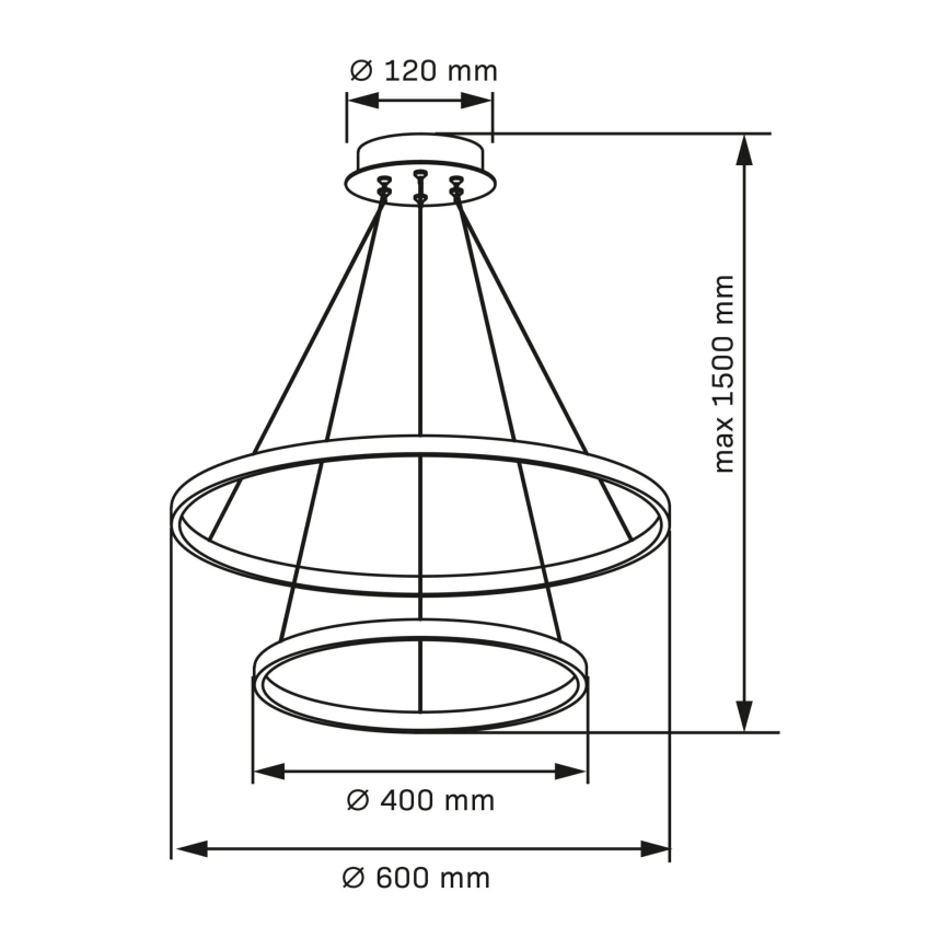 LED-kattokruunu johdossa LEA LED/35W/230V 4000K halkaisija 60 cm musta