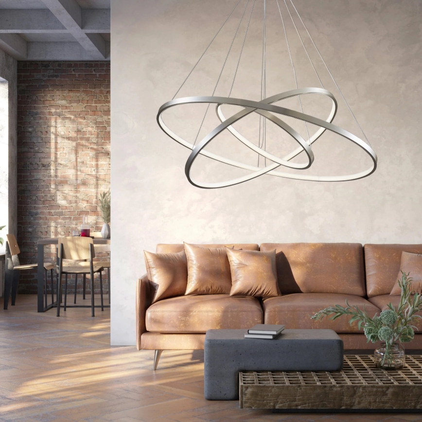 LED-kattokruunu johdossa LEA LED/60W/230V 4000K halkaisija 80 cm mattakromi