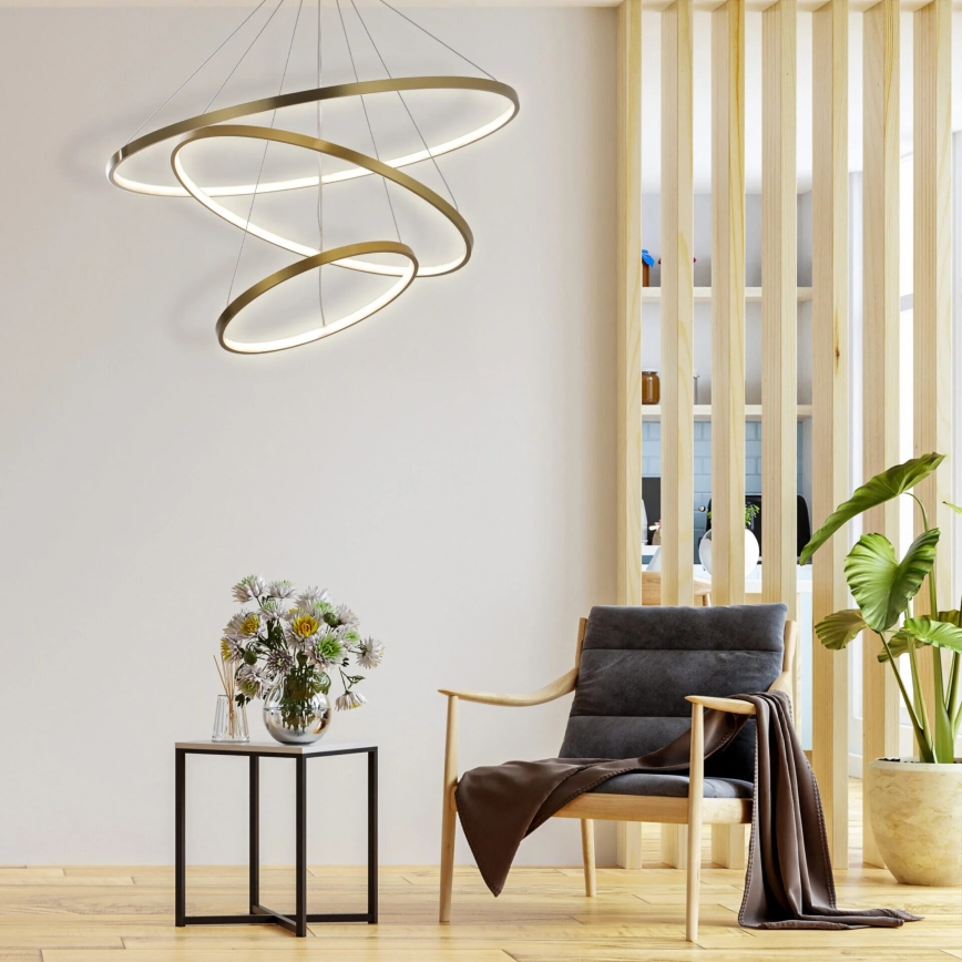 LED-kattokruunu johdossa LEA LED/60W/230V 4000K halkaisija 80 cm kulta