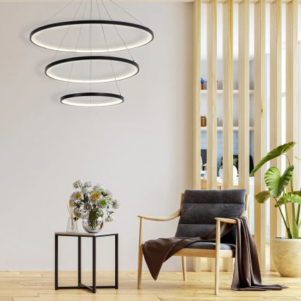 LED-kattokruunu johdossa LEA LED/60W/230V 4000K halkaisija 80 cm musta