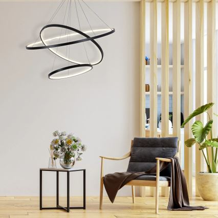 LED-kattokruunu johdossa LEA LED/60W/230V 4000K halkaisija 80 cm musta