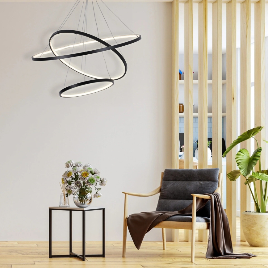 LED-kattokruunu johdossa LEA LED/60W/230V 4000K halkaisija 80 cm musta