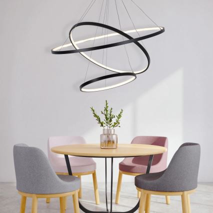 LED-kattokruunu johdossa LEA LED/60W/230V 4000K halkaisija 80 cm musta