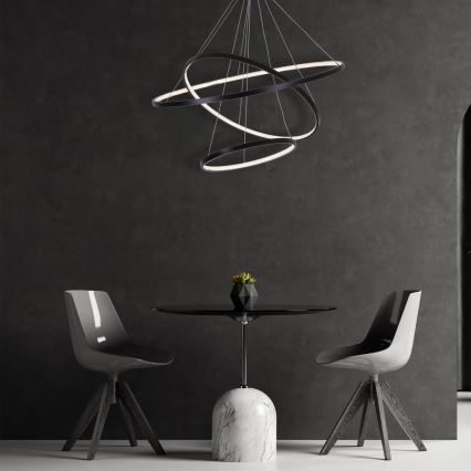 LED-kattokruunu johdossa LEA LED/60W/230V 4000K halkaisija 80 cm musta