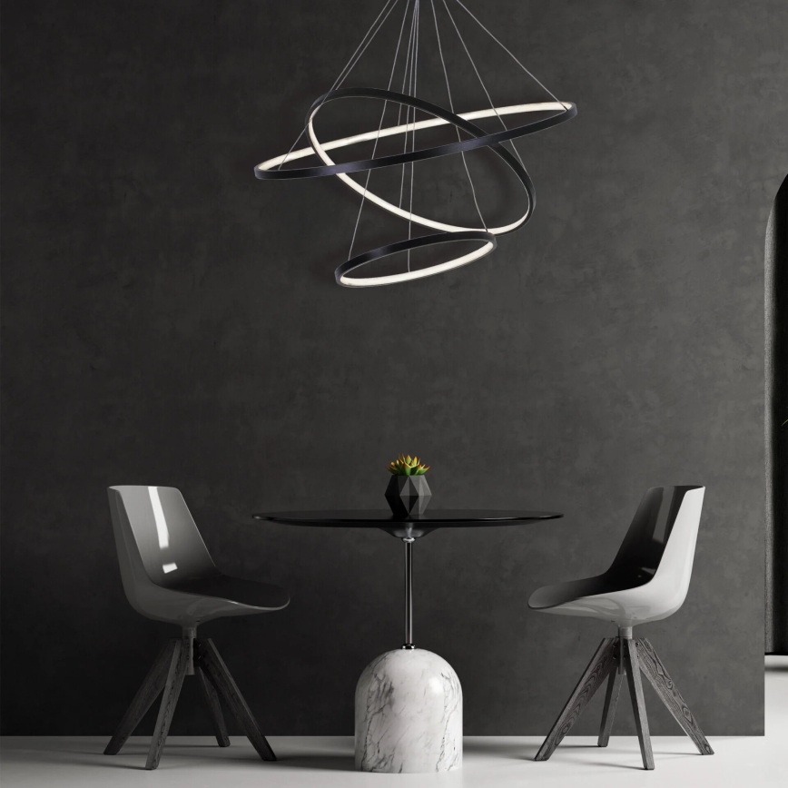 LED-kattokruunu johdossa LEA LED/60W/230V 4000K halkaisija 80 cm musta