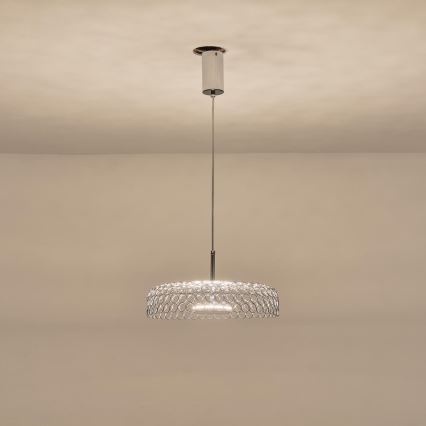 LED-kattokruunu johdossa LED/10W/230V 3000K kiiltävä kromi halkaisija 35 cm