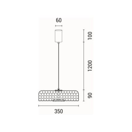 LED-kattokruunu johdossa LED/10W/230V 3000K kulta halkaisija 35 cm