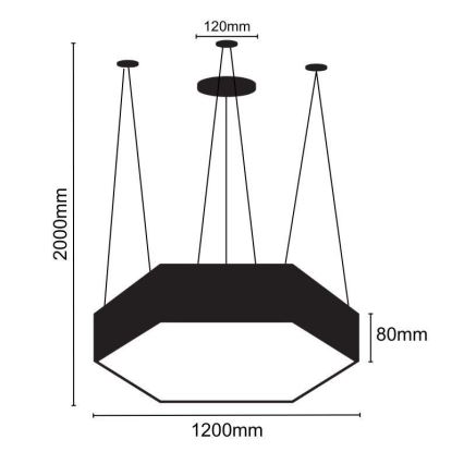 LED-kattokruunu johdossa LED/120W/230V 4000K halkaisija 120 cm