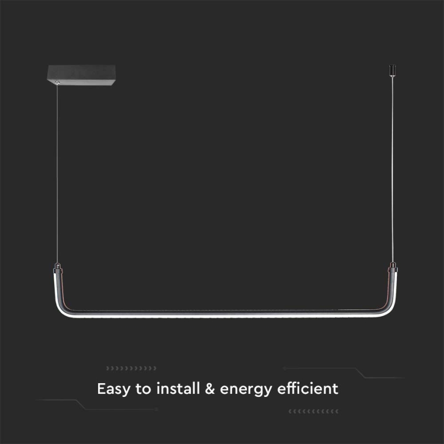 LED-kattokruunu johdossa LED/12W/230V 4000K musta