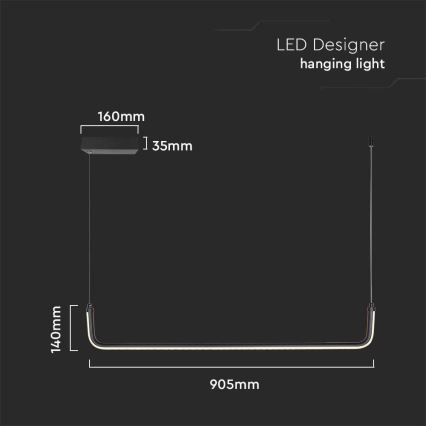 LED-kattokruunu johdossa LED/12W/230V 4000K musta