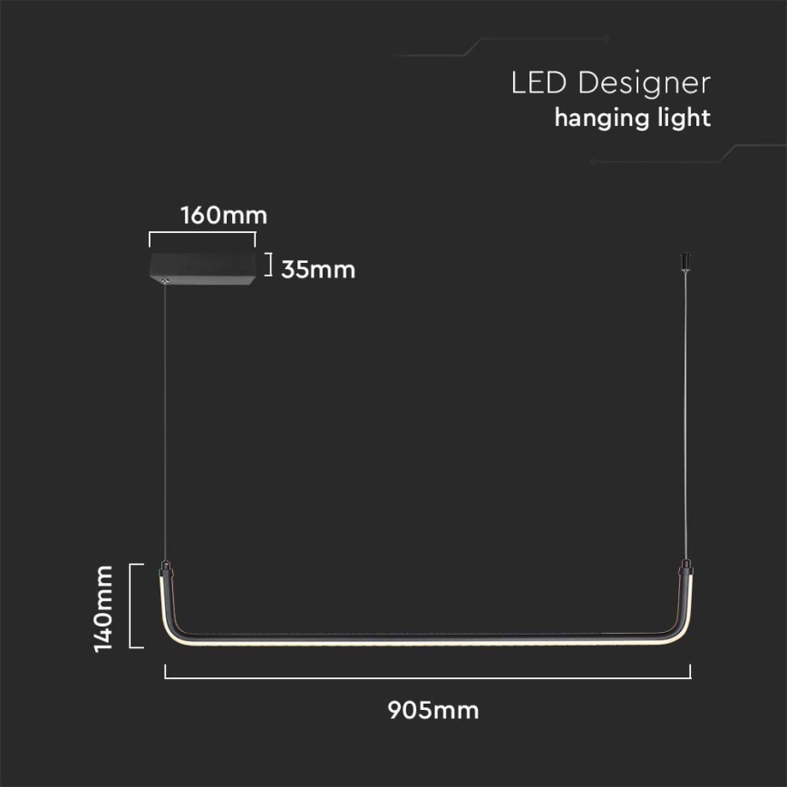 LED-kattokruunu johdossa LED/12W/230V 4000K musta
