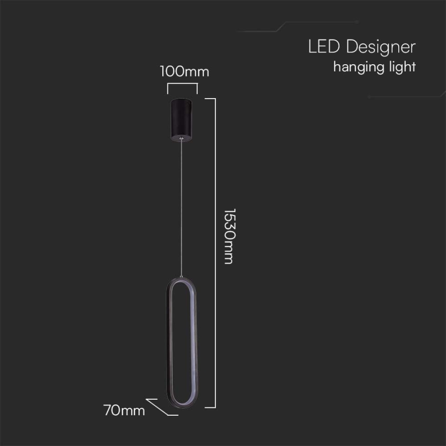 LED-kattokruunu johdossa LED/13W/230V 3000K musta