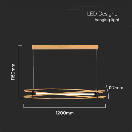 LED-kattokruunu johdossa LED/15W/230V 3000K ruskea