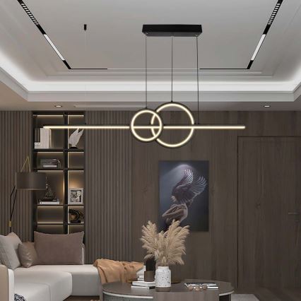 LED-kattokruunu johdossa LED/15W/230V 4000K 80 cm musta