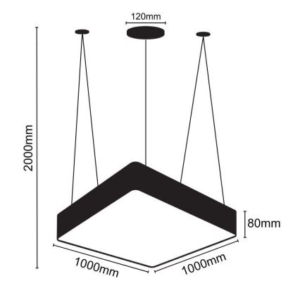 LED-kattokruunu johdossa LED/170W/230V 4000K 100x100 cm
