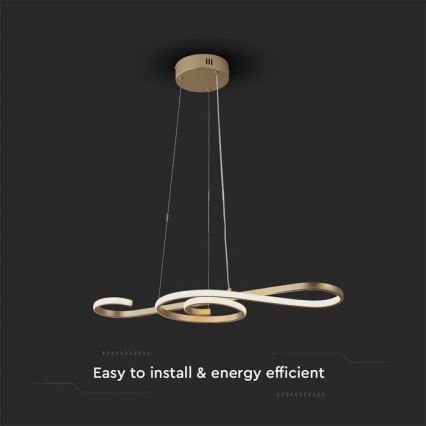 LED-kattokruunu johdossa LED/18W/230V 3000K kulta