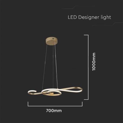 LED-kattokruunu johdossa LED/18W/230V 3000K kulta