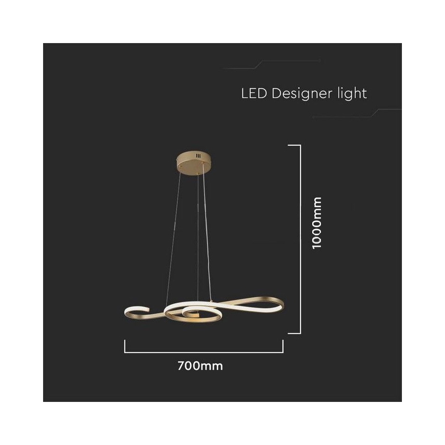 LED-kattokruunu johdossa LED/18W/230V 3000K kulta