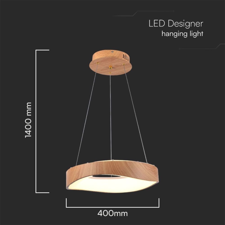 LED-kattokruunu johdossa LED/18W/230V 3000K ø 40 cm ruskea