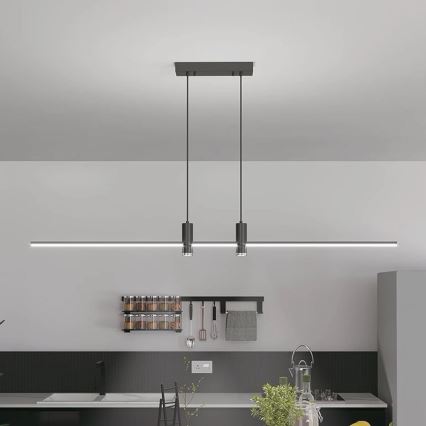 LED-kattokruunu johdossa LED/19W/230V 4000K musta