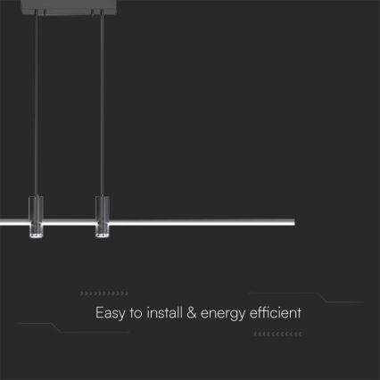 LED-kattokruunu johdossa LED/19W/230V 4000K musta