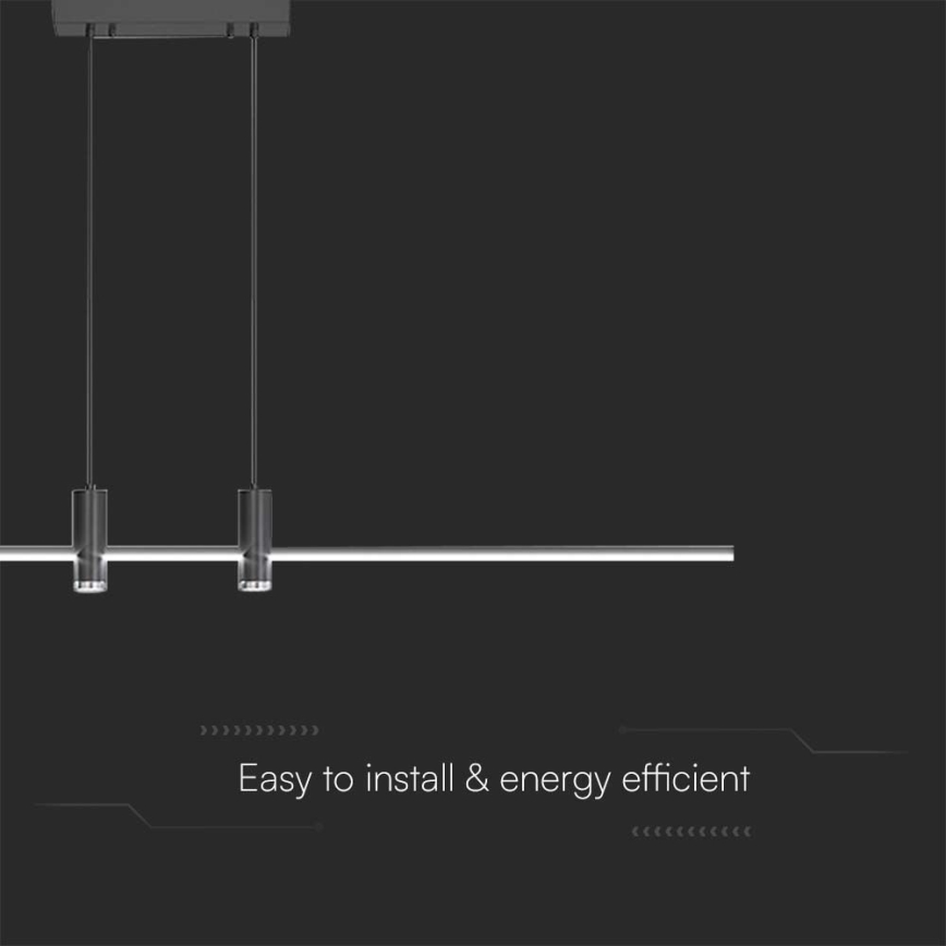 LED-kattokruunu johdossa LED/19W/230V 4000K musta