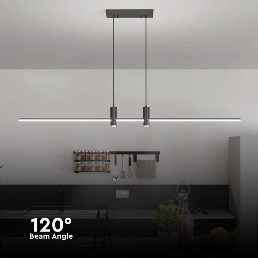 LED-kattokruunu johdossa LED/19W/230V 4000K musta