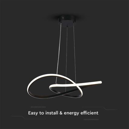 LED-kattokruunu johdossa LED/20W/230V 3000K musta