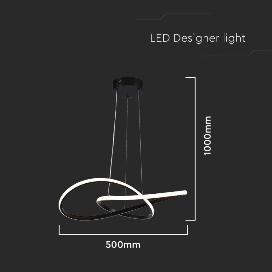 LED-kattokruunu johdossa LED/20W/230V 3000K musta