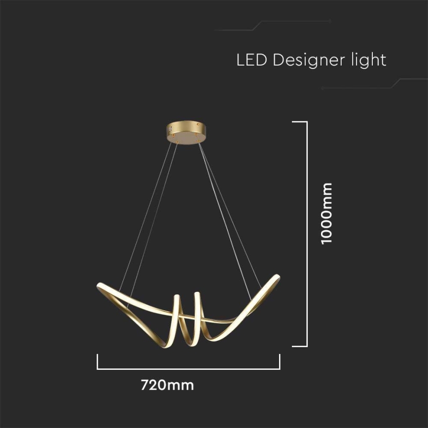LED-kattokruunu johdossa LED/24W/230V 3000K kulta