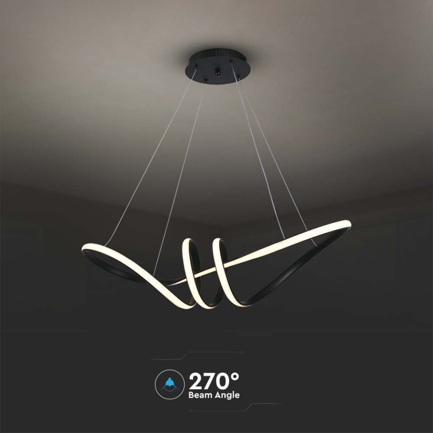 LED-kattokruunu johdossa LED/24W/230V 3000K musta