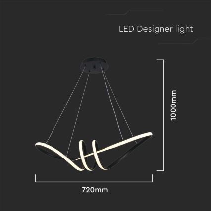 LED-kattokruunu johdossa LED/24W/230V 3000K musta