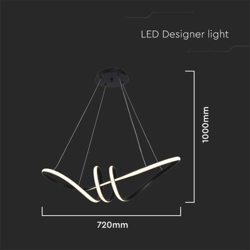 LED-kattokruunu johdossa LED/24W/230V 3000K musta