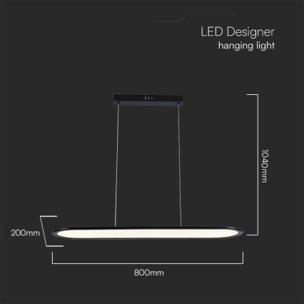 LED-kattokruunu johdossa LED/24W/230V 3000K musta